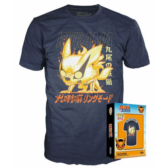 T-shirt Naruto Shippuden Kurama FUNKO en taille S avec impression détaillée du personnage Kurama sur fond noir.