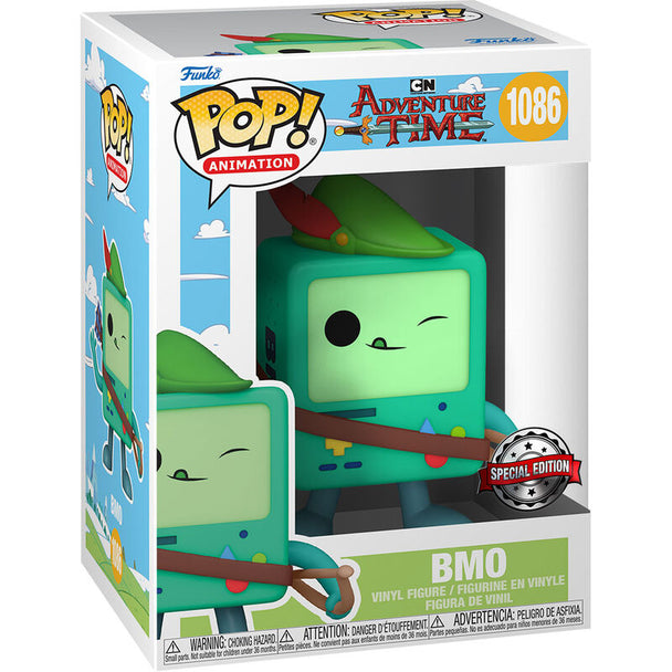 Figurine Funko POP BMO d'Adventure Time exclusive en vinyle, vue avant dans sa boîte cadeau