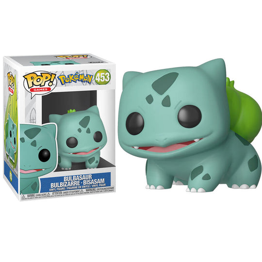 Détail du visage et des couleurs vives de la figurine Bulbasaur Funko POP Pokémon