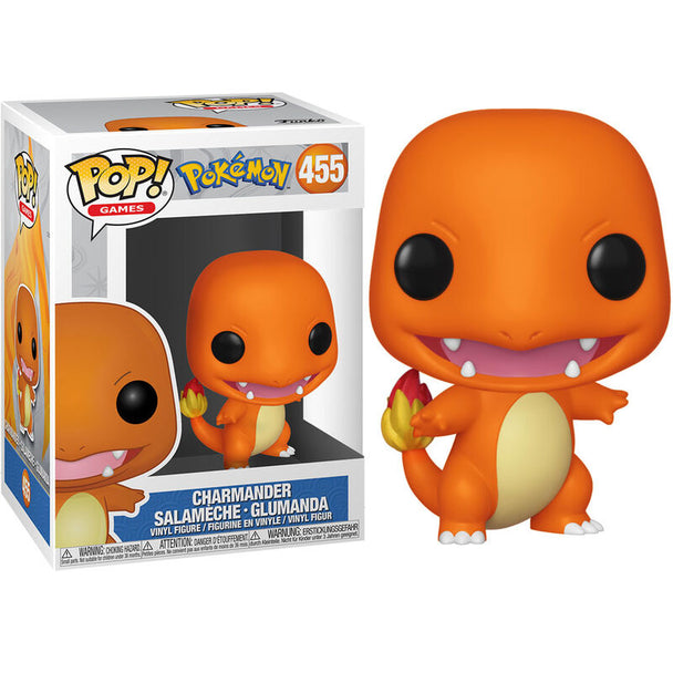 Vue rapprochée de la figurine Funko POP Salamèche montrant les détails précis du visage et des couleurs vives