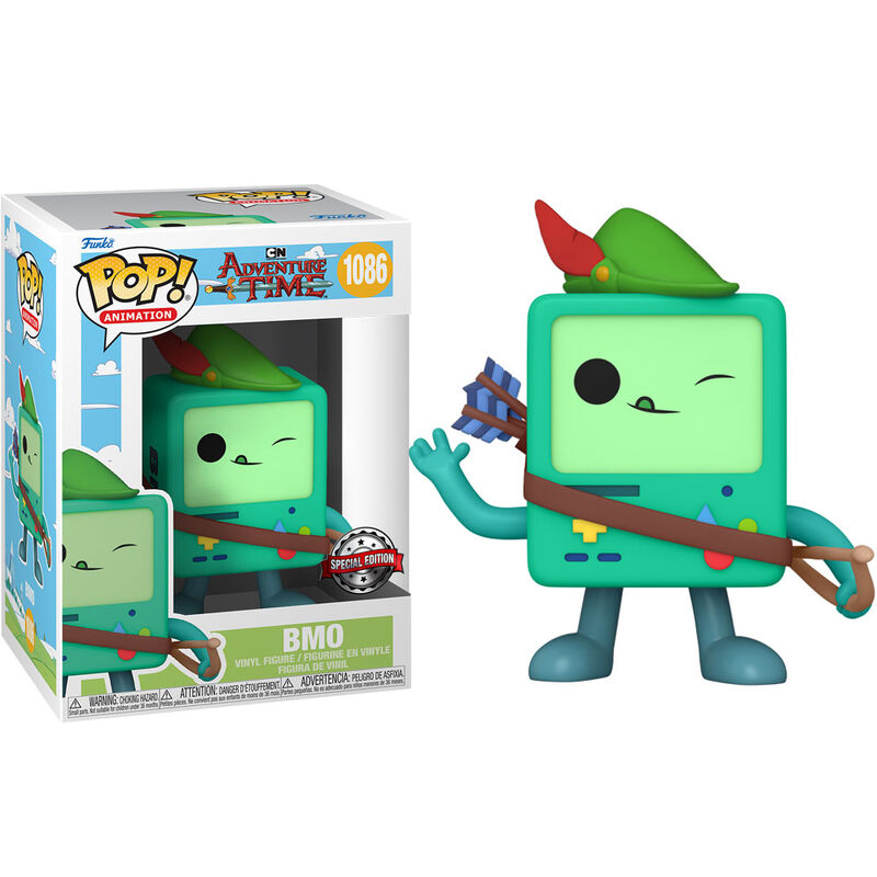Détail de la figurine Funko POP BMO montrant ses couleurs vives et son design fidèle au personnage