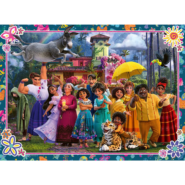Boîte du puzzle Ravensburger Disney Encanto 100 pièces montrant le logo de la marque et l'image du puzzle