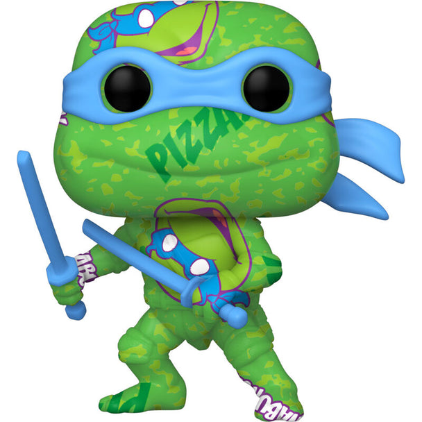 Vue rapprochée de la figurine Funko POP Leonardo Ninja Turtles 2 montrant les détails de peinture et design