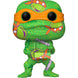 Vue de face de la figurine Funko POP Michelangelo des Tortues Ninja 2 avec détails colorés et emballage
