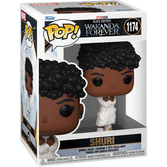 Figurine Funko POP de Shuri de Black Panther Wakanda Forever, vue de face avec détails précis du costume