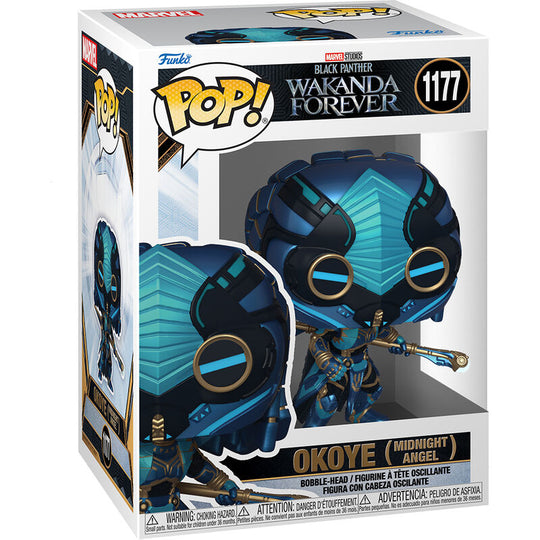 Figurine Funko POP Okoye de Black Panther en vinyle, hauteur 9 cm, vue de face avec détails de costume Wakanda