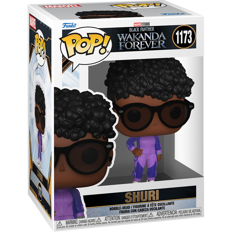 Figurine Funko POP Shuri en vinyle de 9 cm issue de Black Panther Wakanda Forever avec détails précis