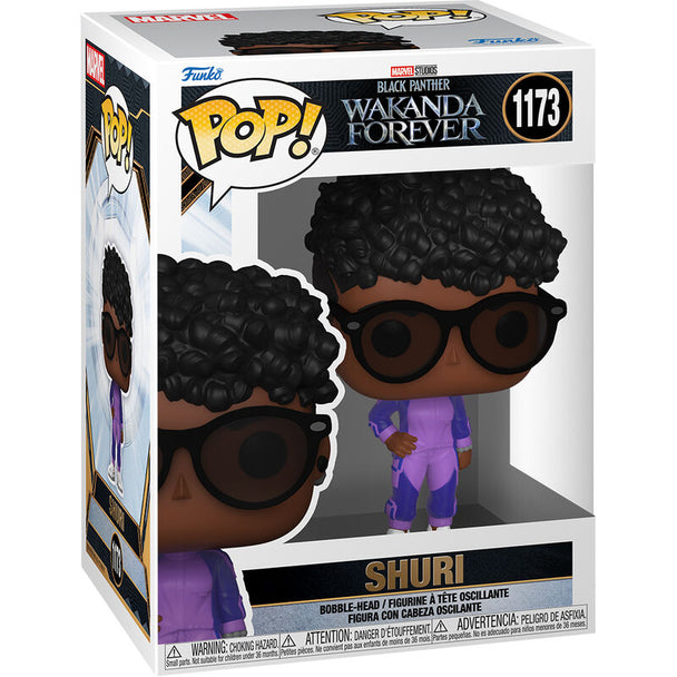 Figurine Funko POP Shuri en vinyle de 9 cm issue de Black Panther Wakanda Forever avec détails précis