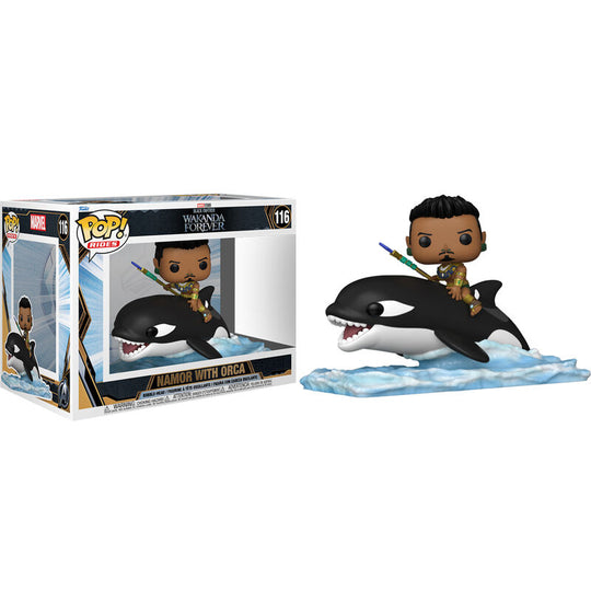 Détail de la peinture et des traits de la figurine Funko POP Namor avec orque, édition Marvel Black Panther