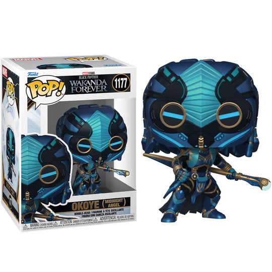 Boîte cadeau officielle Funko POP Marvel contenant la figurine Okoye, idéal pour collectionneurs et fans Black Panther