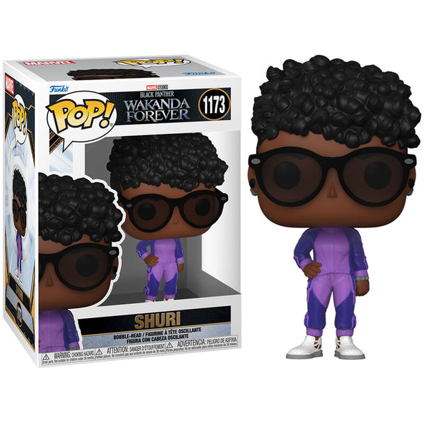 Boîte cadeau officielle Funko POP contenant la figurine Shuri, idéale pour collectionneurs Marvel