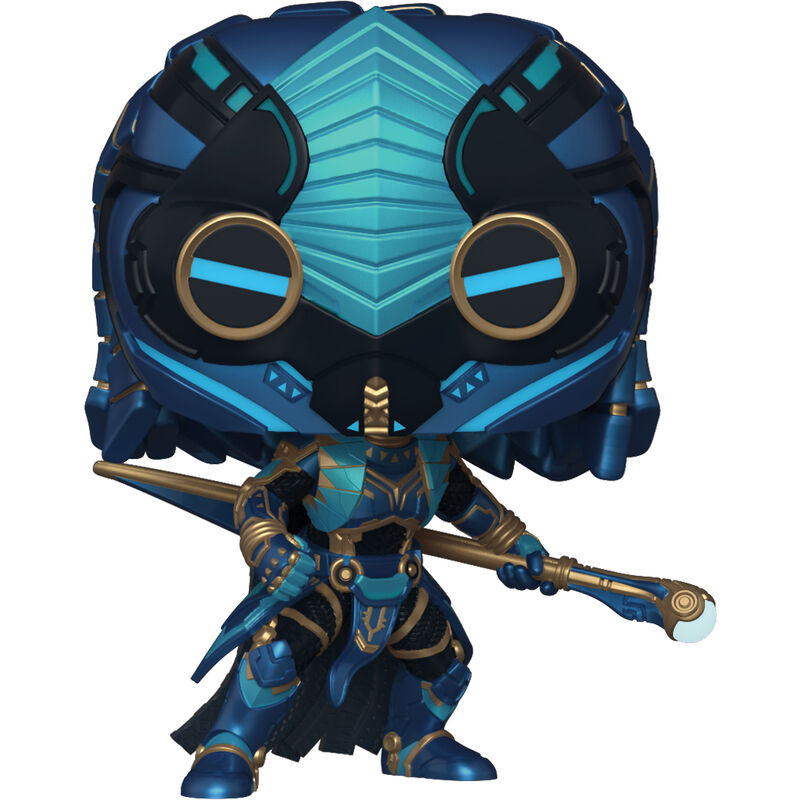 Vue latérale de la figurine Funko POP Okoye, mettant en valeur les détails et la peinture précise du personnage Marvel