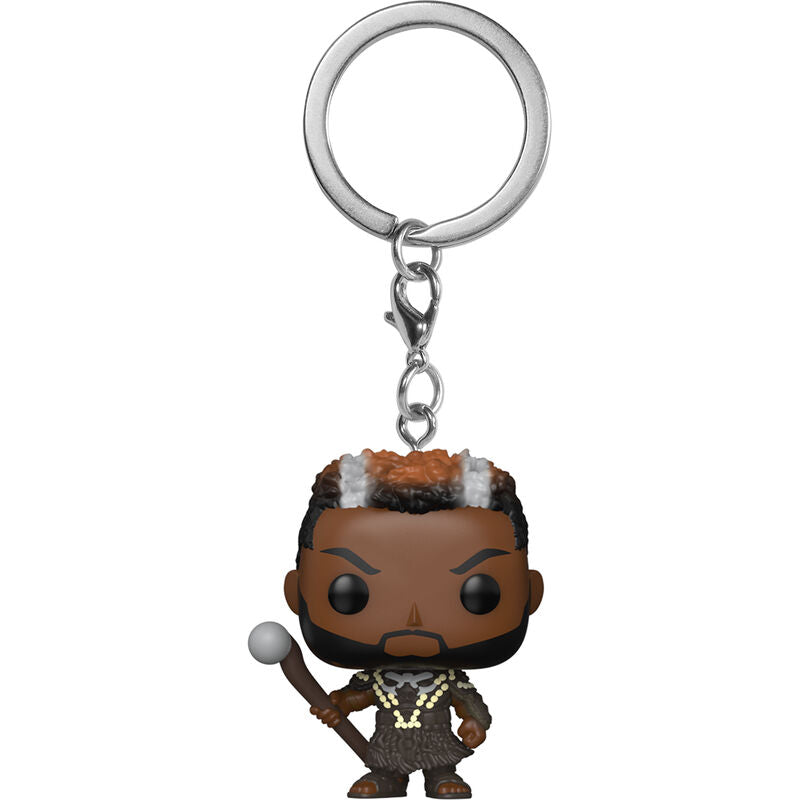 Porte-clés Black Panther Wakanda Forever suspendu à un anneau métallique, prêt à accrocher