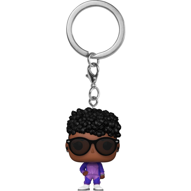Porte-clés Marvel Black Panther Shuri Wakanda Forever suspendu, mettant en valeur l'anneau et la mini-figurine