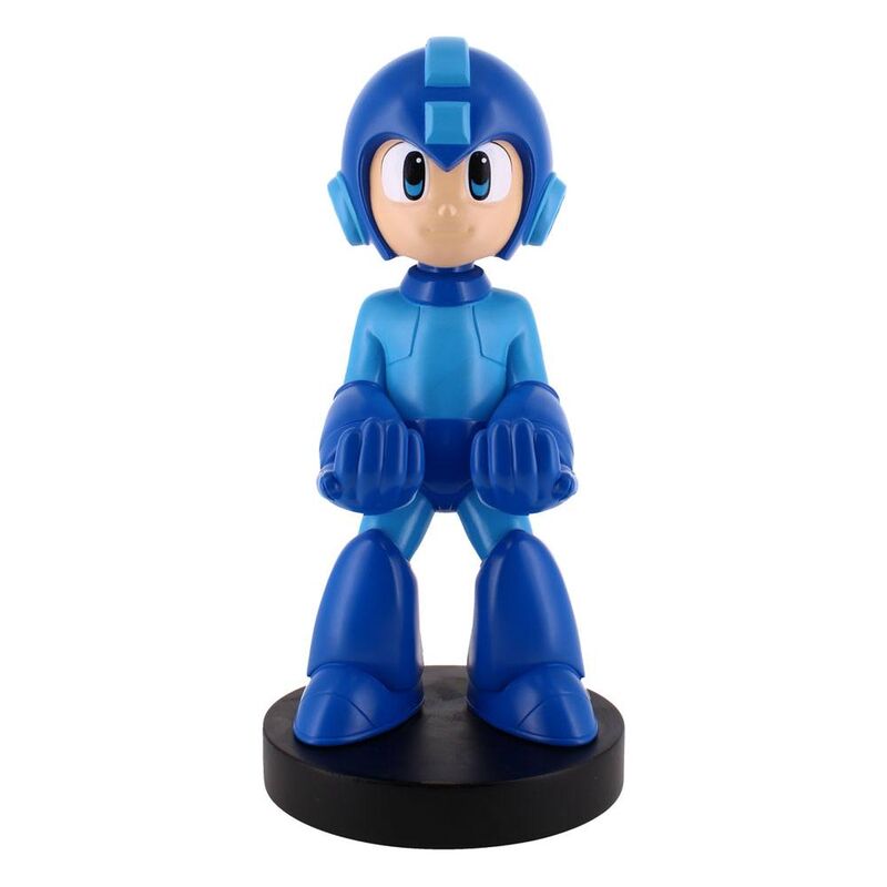 Support Mega Man Cable Guy 21cm en position verticale tenant une manette PlayStation 5 DualSense