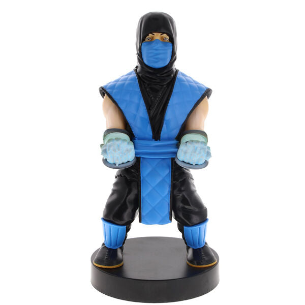 Figurine Sub Zero Mortal Kombat de 21 cm vue de face avec support câble EXQUISITE GAMING