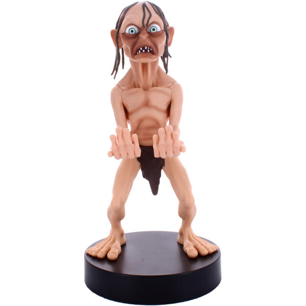 Figurine Gollum de 21cm tenant un support câble pour manettes sur fond blanc