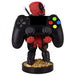 Présentation du support Deadpool avec smartphone iPhone compatible posé dessus