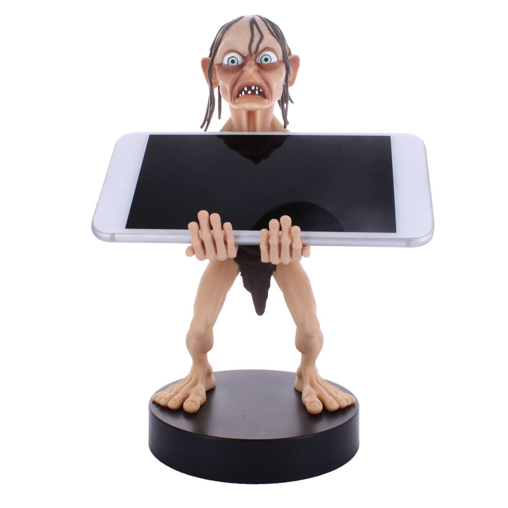 Figurine Gollum avec smartphone posé sur le support de câble compatible iPhone