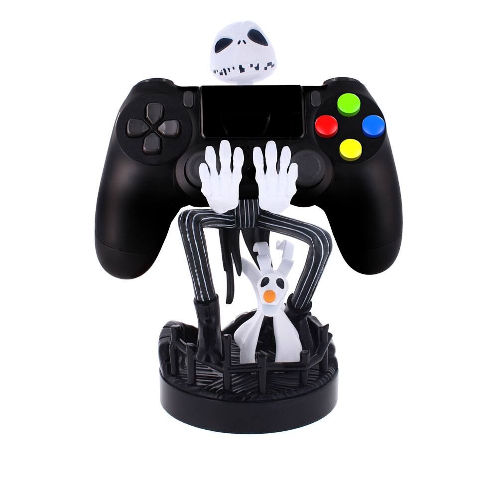 Vue latérale du support manette Jack Skellington avec manette PlayStation 5