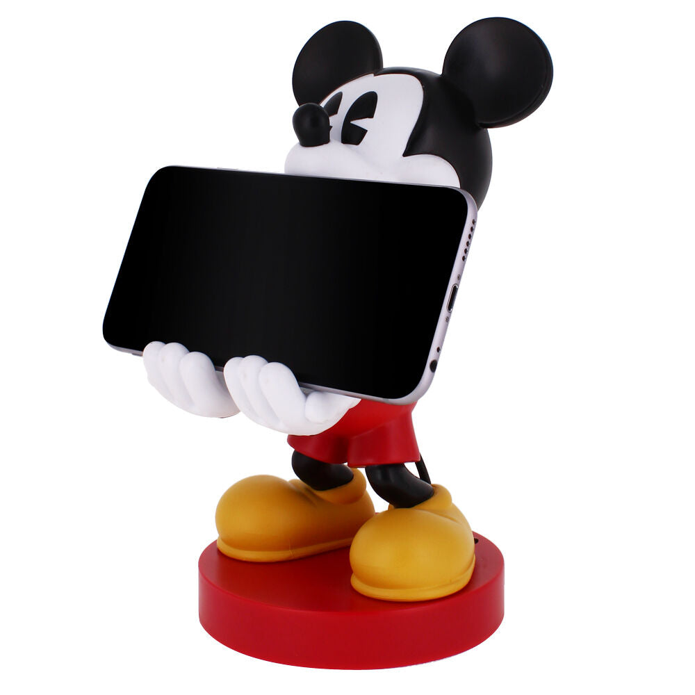 Présentation du support Cable Guy Disney Mickey avec un iPhone chargé dessus