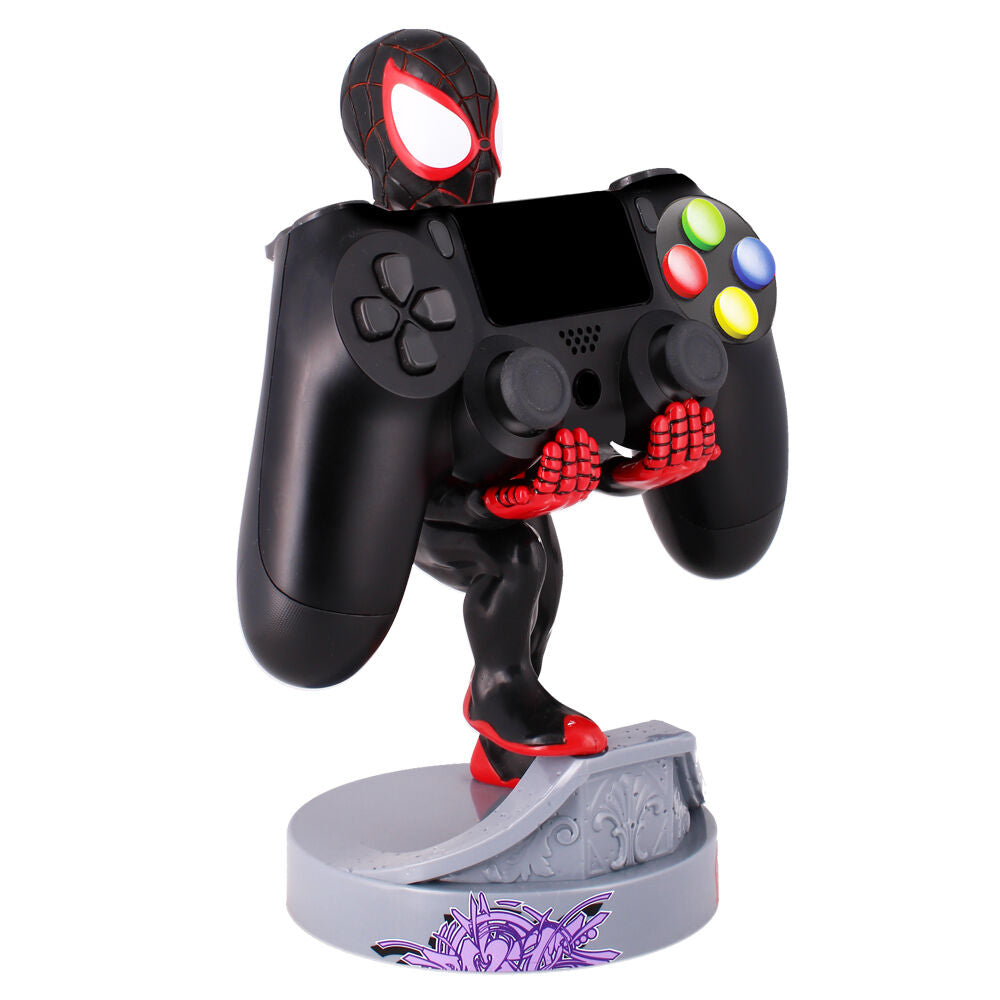 Support câble Marvel Spiderman Miles Morales avec smartphone iPhone posé dessus