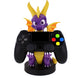 Gros plan sur les détails du design Spyro the Dragon du support pour manettes et téléphones
