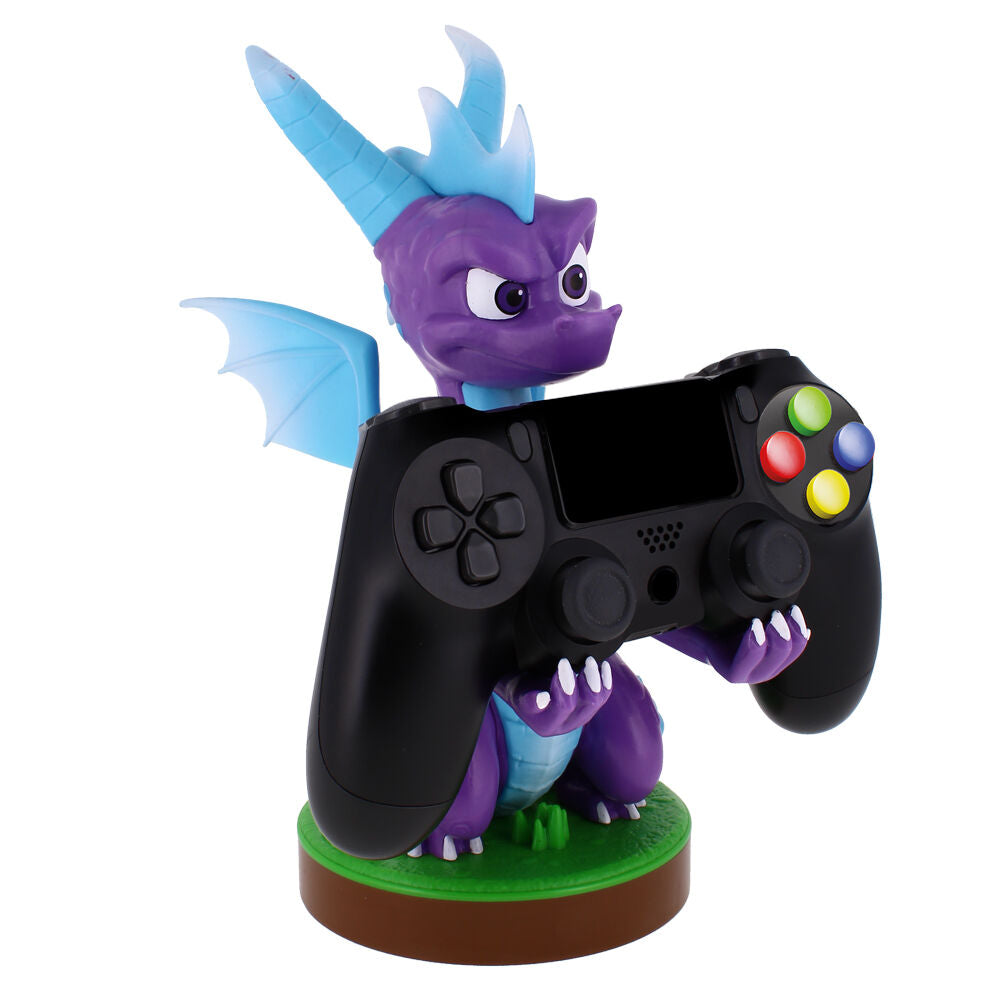 Ensemble du support Cable Guy Spyro the Dragon avec manette et smartphone sur bureau