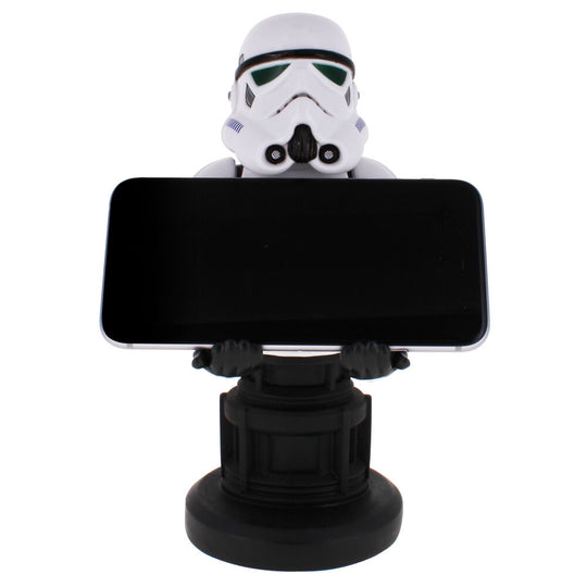 Emballage et contenu du support câble Stormtrooper Star Wars avec ses dimensions visibles