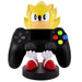 Photo du support de manette en usage, illustrant la facilité de chargement et le rangement organisé.