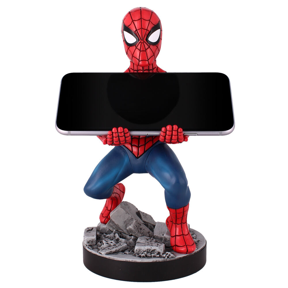 Vue latérale du support Cable Guy Marvel Spiderman avec smartphone posé
