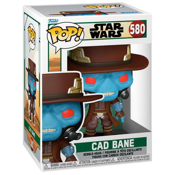 Figurine Funko POP Cad Bane de Star Wars The Book of Boba Fett en vinyle, vue de face dans sa boîte cadeau