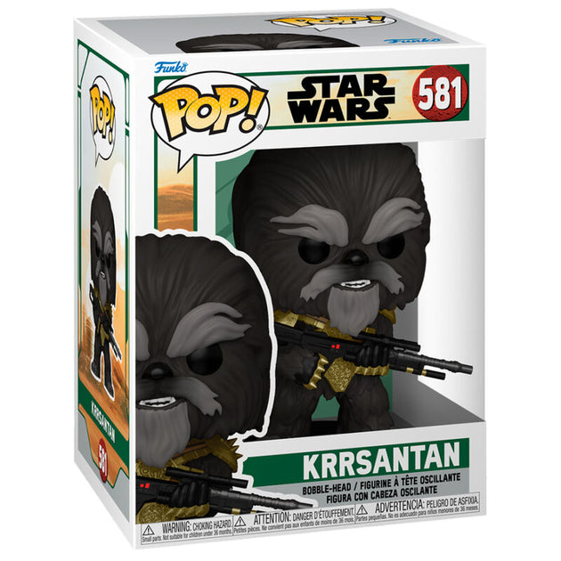 Figurine Funko POP Krrsantan de Star Wars The Book of Boba Fett vue de face avec détails précis