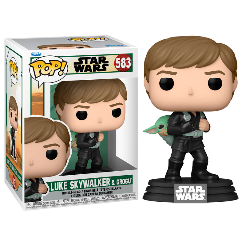 Ensemble de figurines Funko POP Luke Skywalker et Grogu, 9cm, parfaites pour les fans de Star Wars et les collectionneurs.
