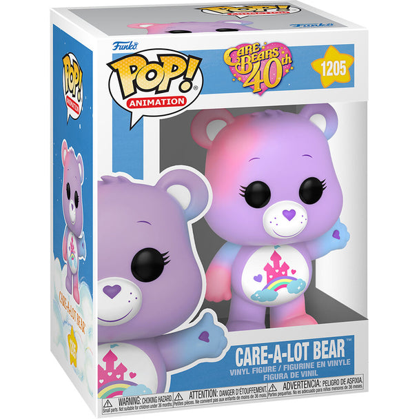Vue rapprochée de la figurine Care a Lot Bear Funko POP avec détails colorés et expression souriante