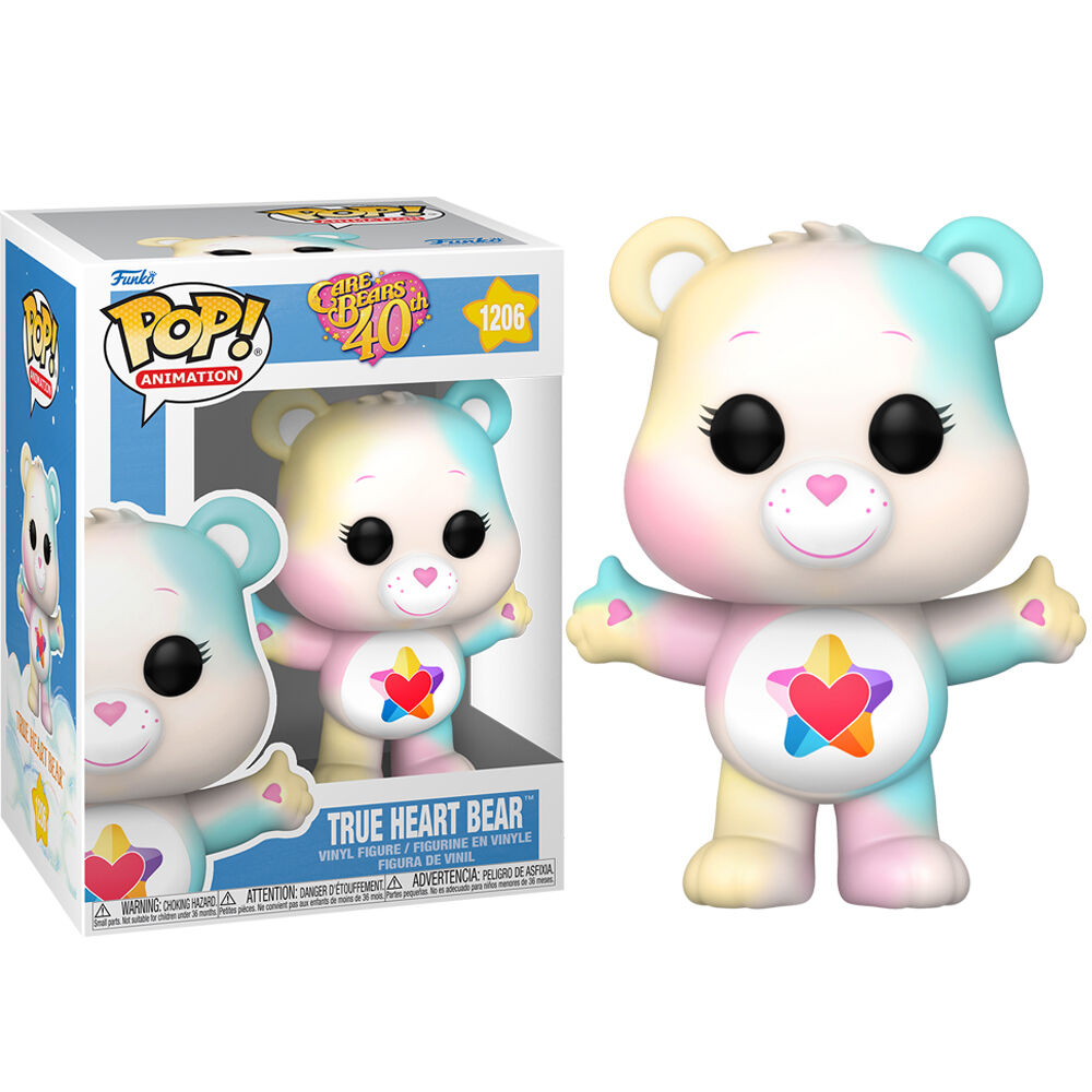 Détail rapproché de la figurine vinyle Funko POP True Heart Bear montrant les couleurs vives