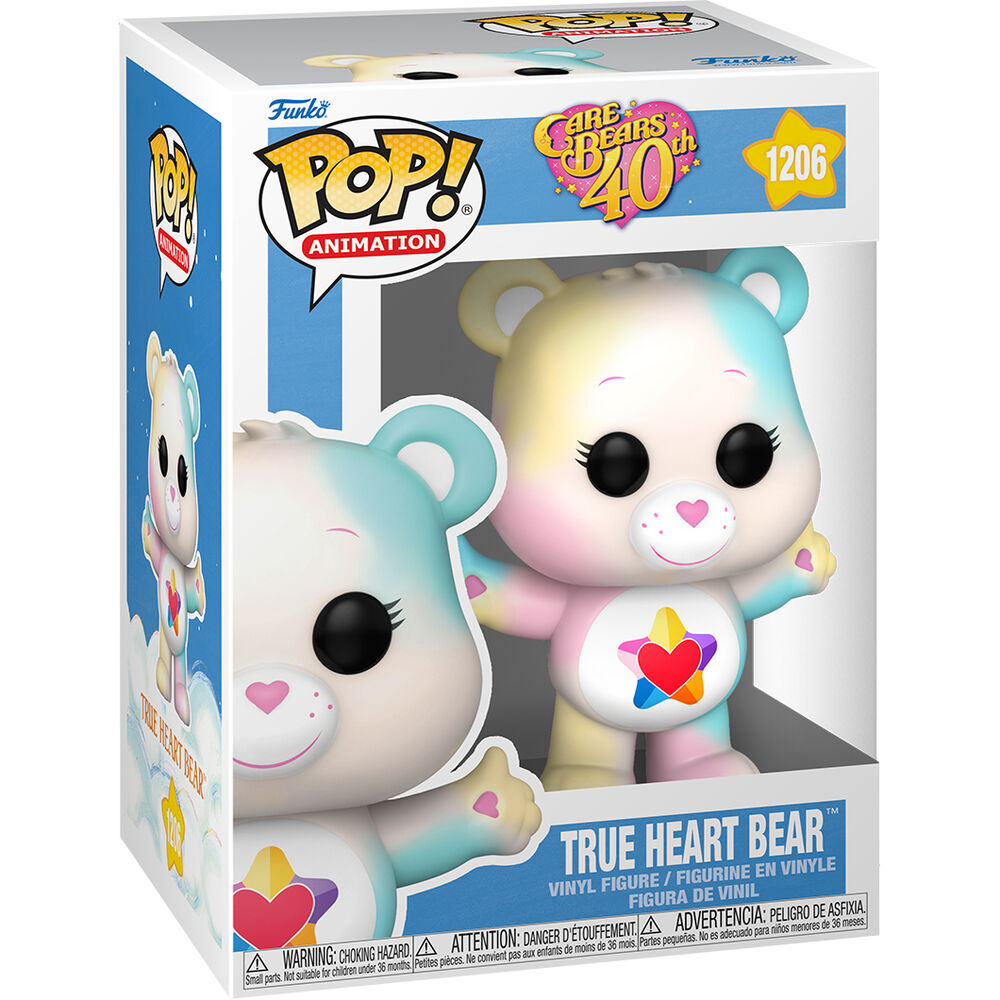 Vue de face de la figurine True Heart Bear Funko POP avec détails colorés et expression souriante
