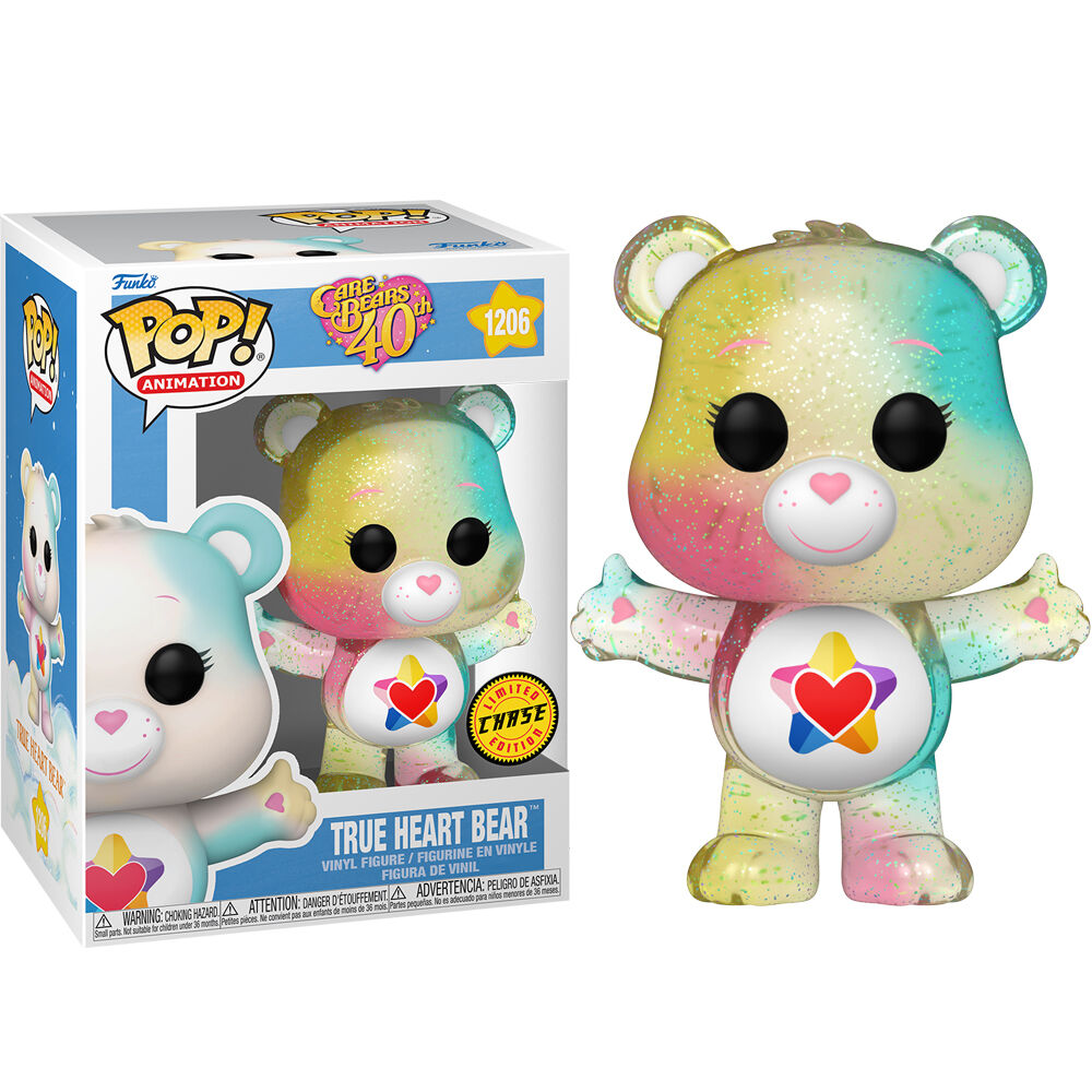 Figurine Chase rare True Heart Bear visible à côté de la version classique dans leur boîte