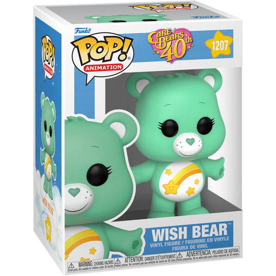 Détail de la figurine Wish Bear Funko POP avec ses couleurs pastel et son symbole étoile sur le ventre
