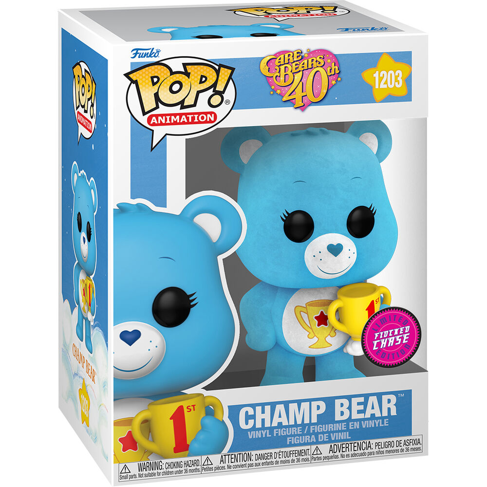 Détail de la figurine Funko POP Champ Bear avec ses couleurs vives et son design soigné