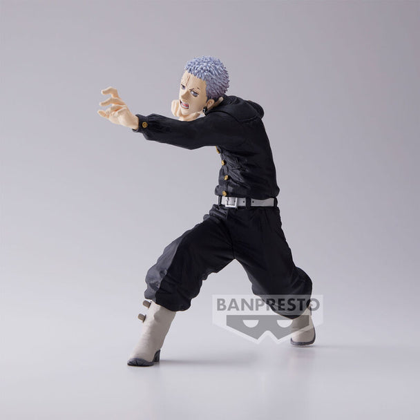Profil latéral de la figurine Takashi Mitsuya BANPRESTO montrant la posture dynamique