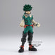 Profil latéral de la figurine Deku Izuku Midoriya montrant sa posture dynamique et sa tenue de héros