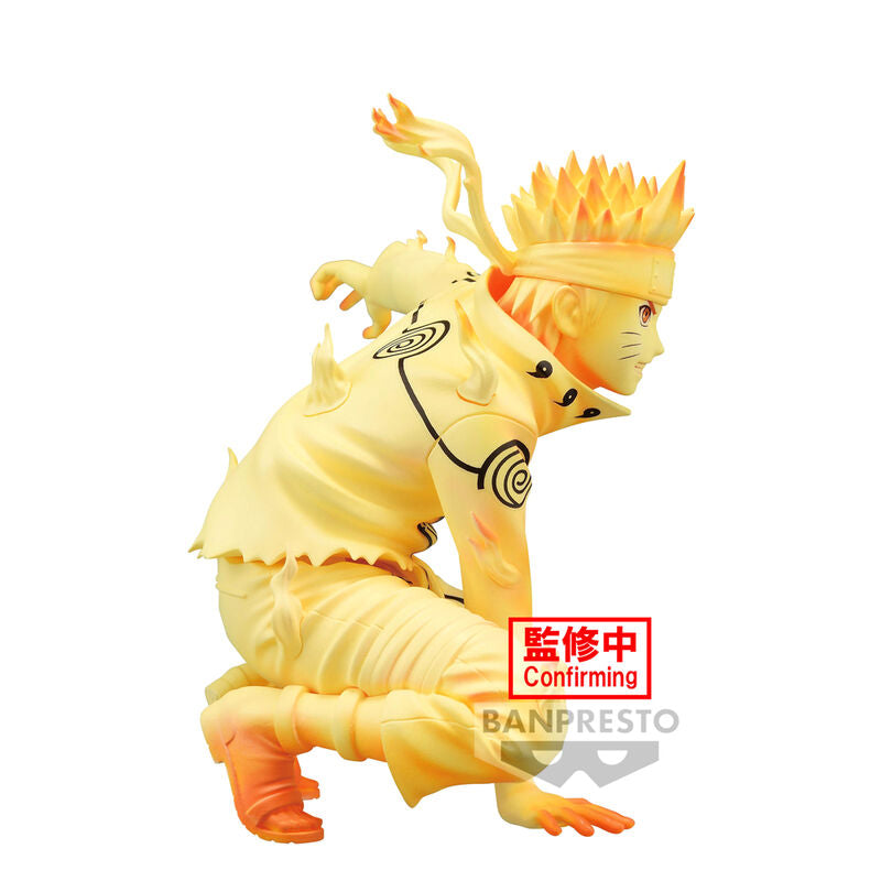 Image rapprochée du visage de Naruto Uzumaki figurine 9cm avec yeux expressifs et coiffure blonde