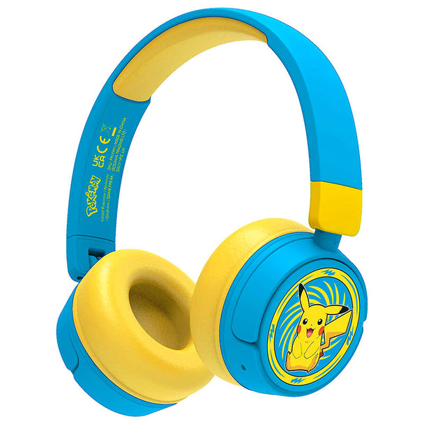 Casque sans fil Pokémon Pikachu pour enfants avec oreillettes jaunes et casque réglable