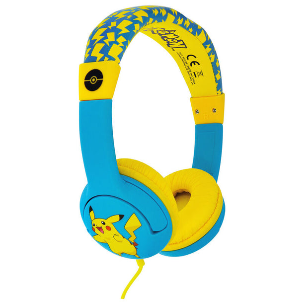 Casque audio Pikachu pour enfants avec câble de 90 cm et prise jack 3,5 mm compatible tablettes et consoles
