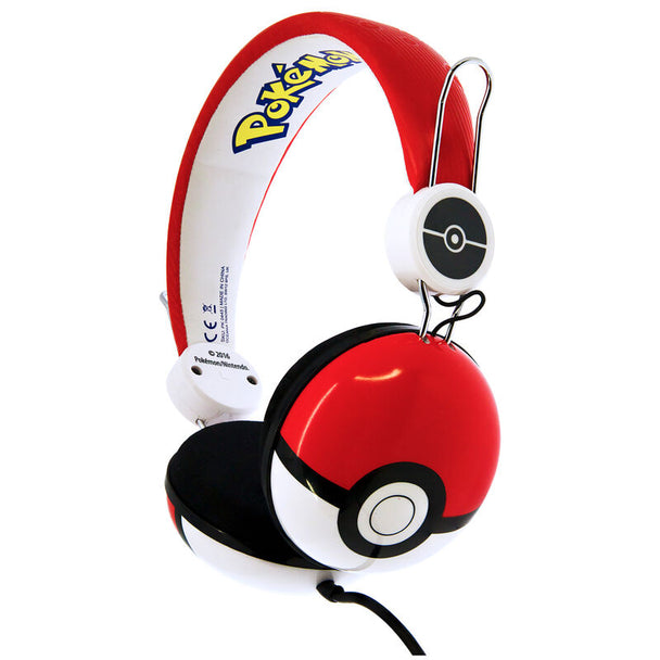 Casque Pokémon Pokéball universel avec arceau réglable et rembourré, présenté sur fond blanc.