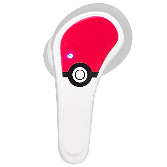Étui de chargement fermé des écouteurs Pokémon Pokeball avec logo Pokémon visible sur le dessus