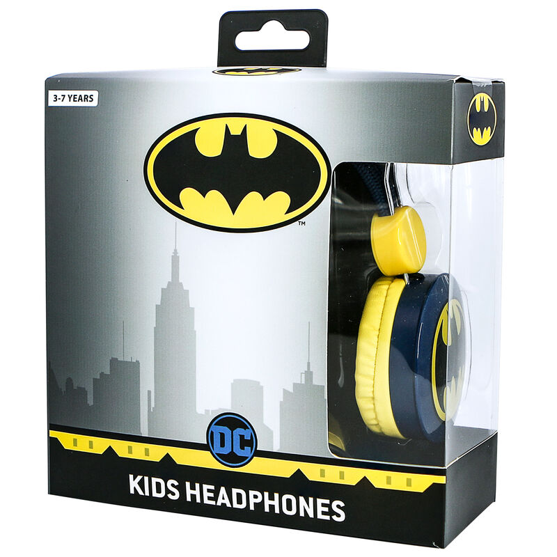 Détail du logo Batman imprimé sur l'oreillette du casque Core pour enfants