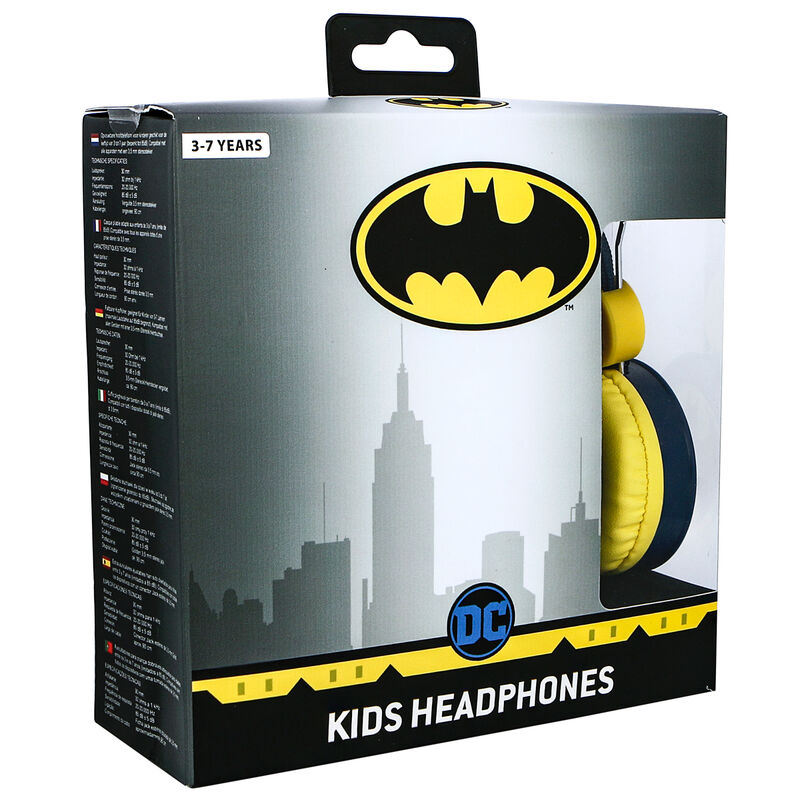 Emballage du casque DC Comics Batman Core avec indication de la limite de volume à 85 dB