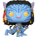 Profil gauche de la figurine Neytiri Funko POP mettant en valeur son costume et accessoires